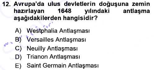 Sömürgecilik Tarihi (Avrupa-Amerika) 2015-2016 Dönem Sonu Sınavı - 12. soru