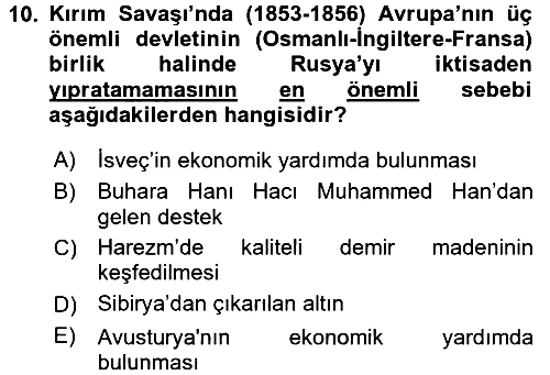 Sömürgecilik Tarihi (Avrupa-Amerika) 2016-2017 Dönem Sonu Sınavı - 10. soru