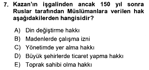 Sömürgecilik Tarihi (Avrupa-Amerika) 2017-2018 Dönem Sonu Sınavı - 7. soru