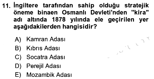 Sömürgecilik Tarihi (Avrupa-Amerika) 2021-2022 Dönem Sonu Sınavı - 11. soru
