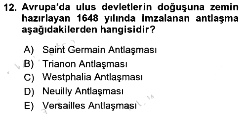 Sömürgecilik Tarihi (Avrupa-Amerika) 2021-2022 Dönem Sonu Sınavı - 12. soru