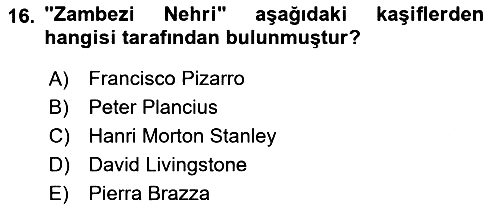 Sömürgecilik Tarihi (Avrupa-Amerika) 2021-2022 Dönem Sonu Sınavı - 16. soru