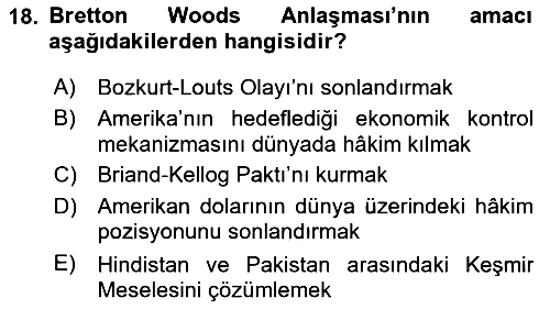 Sömürgecilik Tarihi (Avrupa-Amerika) 2022-2023 Dönem Sonu Sınavı - 18. soru