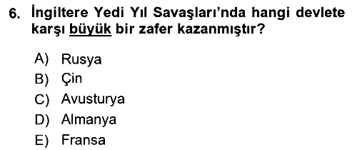 Sömürgecilik Tarihi (Avrupa-Amerika) 2023-2024 Dönem Sonu Sınavı - 6. soru