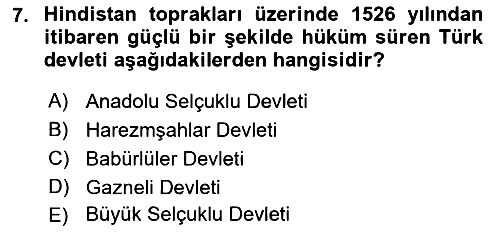Sömürgecilik Tarihi (Avrupa-Amerika) 2023-2024 Dönem Sonu Sınavı - 7. soru