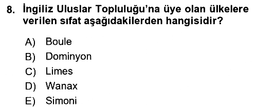 Sömürgecilik Tarihi (Avrupa-Amerika) 2023-2024 Dönem Sonu Sınavı - 8. soru