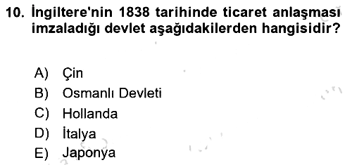 Sömürgecilik Tarihi (Avrupa-Amerika) 2023-2024 Dönem Sonu Sınavı - 10. soru