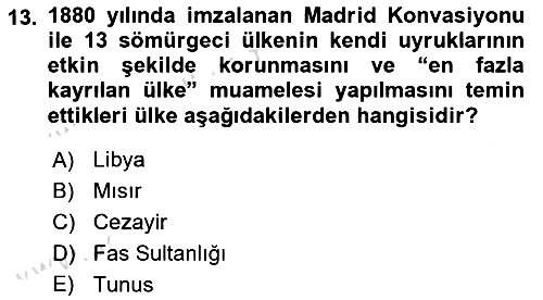 Sömürgecilik Tarihi (Avrupa-Amerika) 2023-2024 Dönem Sonu Sınavı - 13. soru