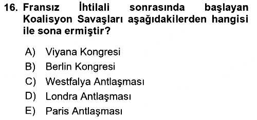 Sömürgecilik Tarihi (Avrupa-Amerika) 2024-2025 Dönem Sonu Sınavı - 16. soru