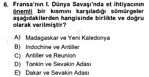 Sömürgecilik Tarihi (Avrupa-Amerika) 2020-2021 Yaz Okulu Sınavı - 6. soru