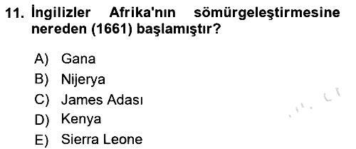 Sömürgecilik Tarihi (Avrupa-Amerika) 2020-2021 Yaz Okulu Sınavı - 11. soru