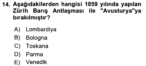 Sömürgecilik Tarihi (Avrupa-Amerika) 2022-2023 Yaz Okulu Sınavı - 14. soru