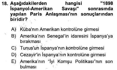 Sömürgecilik Tarihi (Avrupa-Amerika) 2022-2023 Yaz Okulu Sınavı - 18. soru