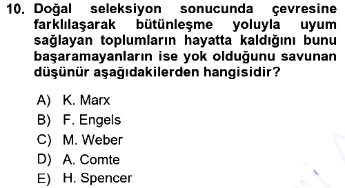 Sosyolojiye Giriş 2015-2016 Ara Sınav - 10. soru
