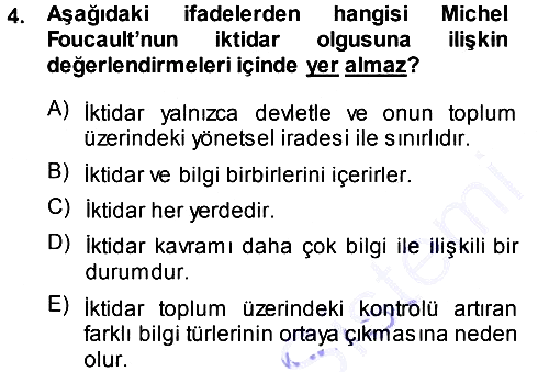 Sosyolojiye Giriş 2013-2014 Dönem Sonu Sınavı - 4. soru