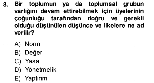 Sosyolojiye Giriş 2013-2014 Dönem Sonu Sınavı - 8. soru