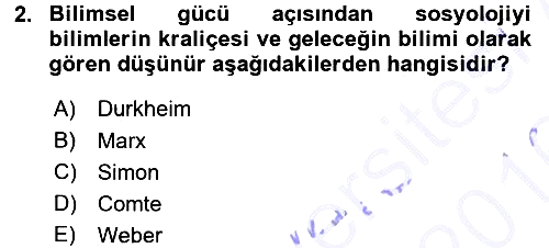 Sosyolojiye Giriş 2015-2016 Dönem Sonu Sınavı - 2. soru