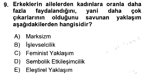 Sosyolojiye Giriş 2023-2024 Dönem Sonu Sınavı - 9. soru