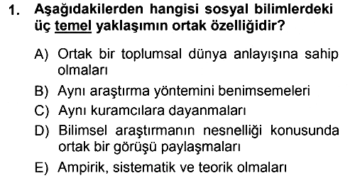 Sosyolojiye Giriş 2013-2014 Tek Ders Sınavı - 1. soru