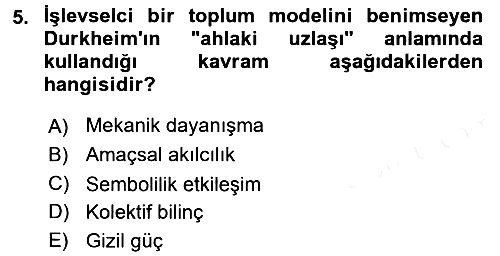 Sosyolojiye Giriş 2015-2016 Tek Ders Sınavı - 5. soru