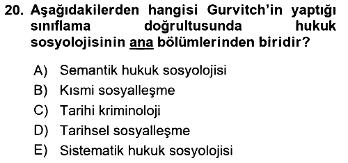 Sosyolojiye Giriş 2020-2021 Yaz Okulu Sınavı - 20. soru