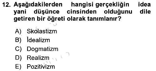 Tarih Felsefesi 2022-2023 Ara Sınav - 12. soru