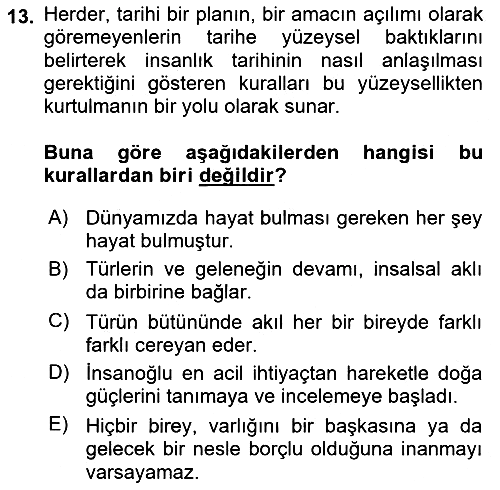 Tarih Felsefesi 2022-2023 Ara Sınav - 13. soru