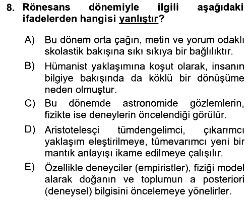 Tarih Felsefesi 2024-2025 Ara Sınav - 8. soru