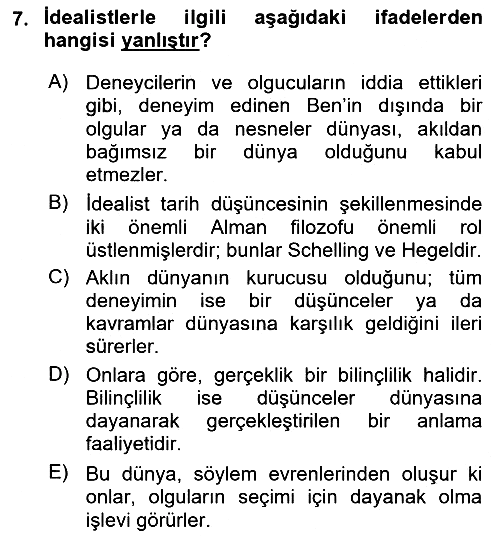 Tarih Felsefesi 2022-2023 Yaz Okulu Sınavı - 7. soru