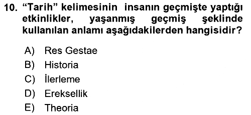 Tarih Felsefesi 2022-2023 Yaz Okulu Sınavı - 10. soru