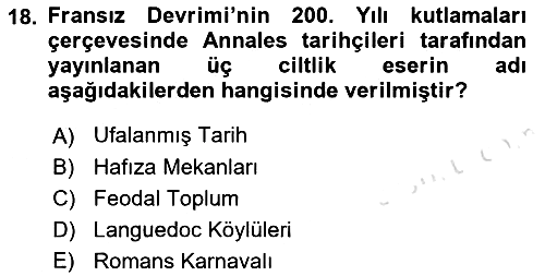 Tarih Felsefesi 2022-2023 Yaz Okulu Sınavı - 18. soru