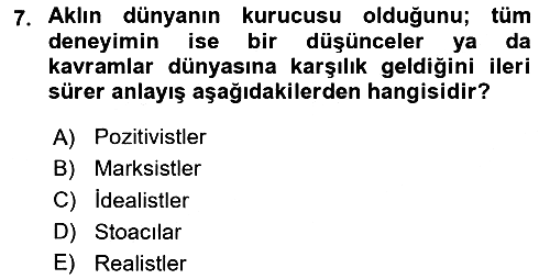 Tarih Felsefesi 2023-2024 Yaz Okulu Sınavı - 7. soru