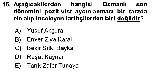 Tarih Felsefesi 2023-2024 Yaz Okulu Sınavı - 15. soru