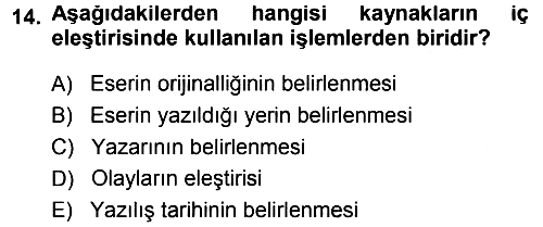 Tarih Metodu 2013-2014 Ara Sınav - 14. soru