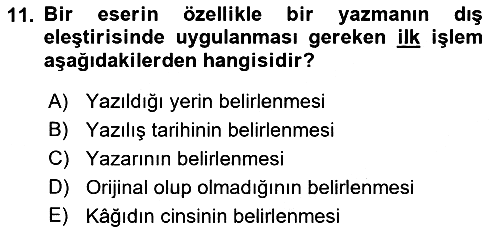 Tarih Metodu 2018-2019 Ara Sınav - 11. soru