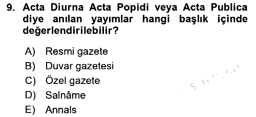 Tarih Metodu 2022-2023 Ara Sınav - 9. soru
