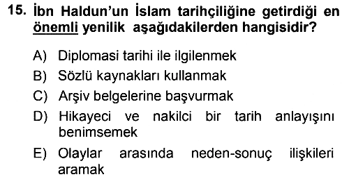 Tarih Metodu 2013-2014 Dönem Sonu Sınavı - 15. soru