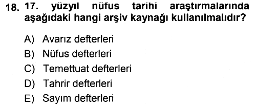 Tarih Metodu 2013-2014 Dönem Sonu Sınavı - 18. soru