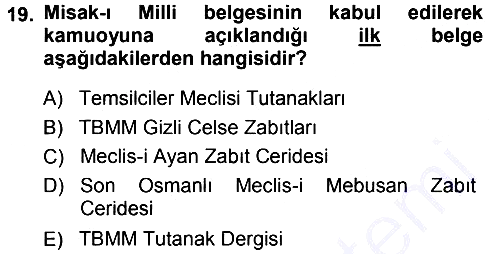 Tarih Metodu 2013-2014 Dönem Sonu Sınavı - 19. soru