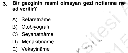 Tarih Metodu 2014-2015 Dönem Sonu Sınavı - 3. soru