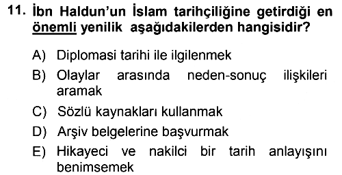 Tarih Metodu 2014-2015 Dönem Sonu Sınavı - 11. soru