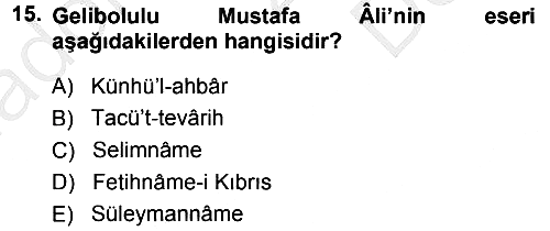 Tarih Metodu 2014-2015 Dönem Sonu Sınavı - 15. soru