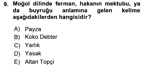Tarih Metodu 2015-2016 Dönem Sonu Sınavı - 9. soru
