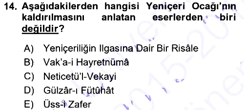 Tarih Metodu 2015-2016 Dönem Sonu Sınavı - 14. soru