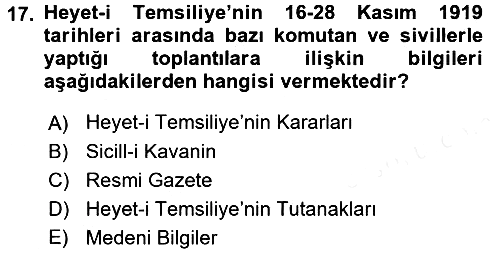 Tarih Metodu 2016-2017 Dönem Sonu Sınavı - 17. soru