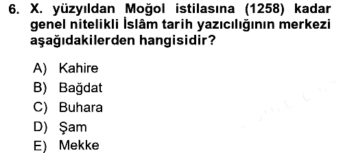 Tarih Metodu 2017-2018 Dönem Sonu Sınavı - 6. soru
