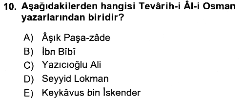 Tarih Metodu 2017-2018 Dönem Sonu Sınavı - 10. soru