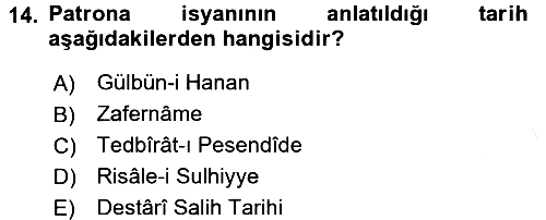 Tarih Metodu 2017-2018 Dönem Sonu Sınavı - 14. soru