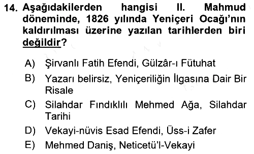 Tarih Metodu 2018-2019 Dönem Sonu Sınavı - 14. soru