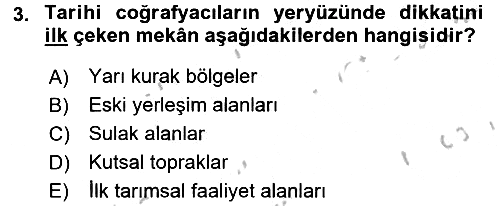 Tarihi Coğrafya 2016-2017 3 Ders Sınavı - 3. soru